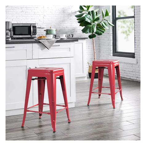 Red metal bar stool – Granny Smith