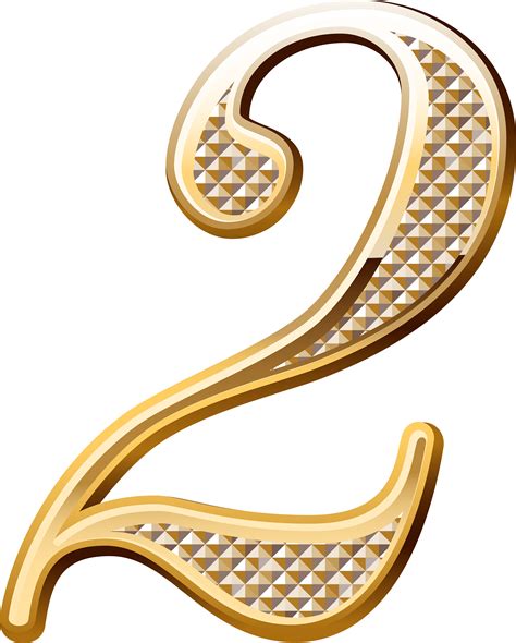 Numbers ‿ ⁀ Number Two, Clipart Images, Numero Um, - Gold Number Png ...