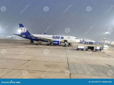 NEW DEHLI, INDIA - MARCH 12, 2020: GoAir Airbus A320 at INDRA GANDHI International Airport ...