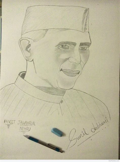 Pencil Sketch Of Pandit Jawaharlal Nehru | DesiPainters.com