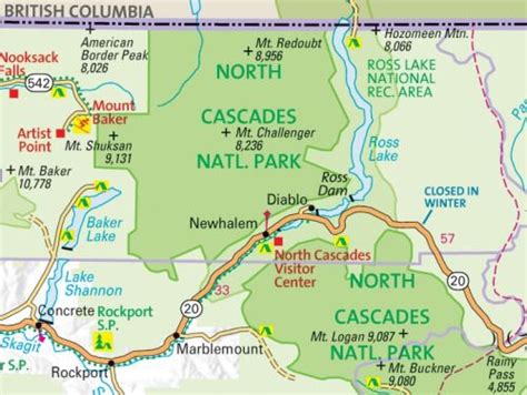 - North Cascade National Park on GeoNovas Washington state map.