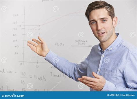 Teacher Standing in Front of Whiteboard Stock Photo - Image of college, lesson: 62881942