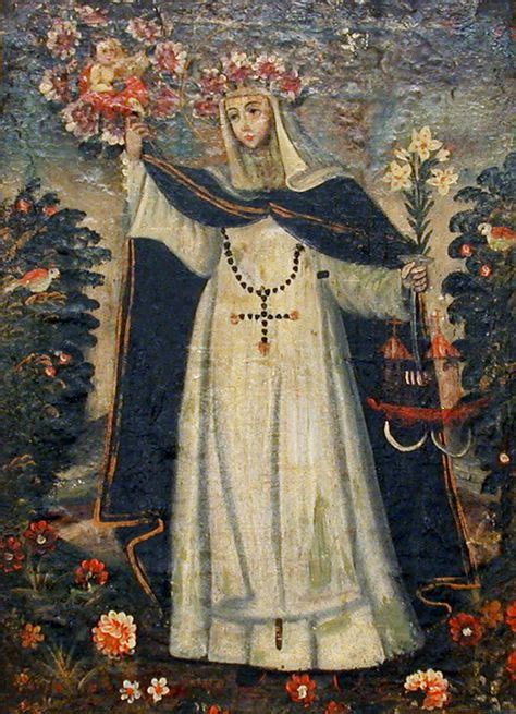 "St. Rose of Lima", patron Saint of Peru (oil on canvas, mounted on ...