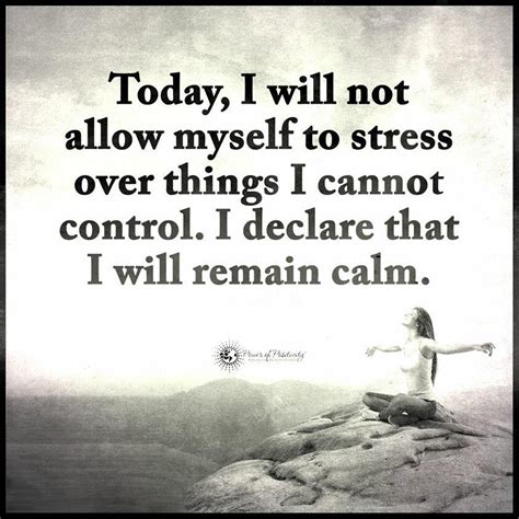 Today, I will not allow myself to stress over things I cannot control. I declare that I will ...