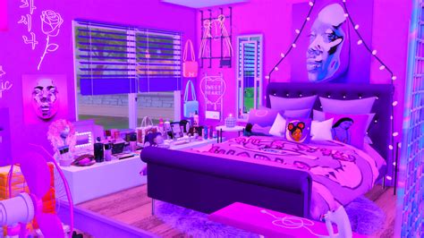 💜Purple Aesthetic Bedroom💜 | Sims 4, The sims 4 packs, Sims 4 toddler