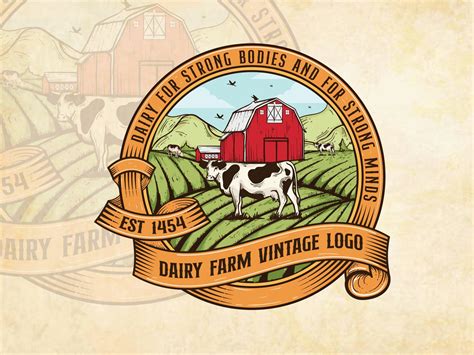 Dairy Farm Vintage Logo Design Graphic by ismaelhossain · Creative Fabrica