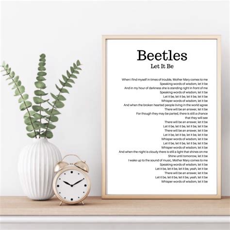 Beetles Song Lyrics Wall Art Digital Download Instant Print | Etsy