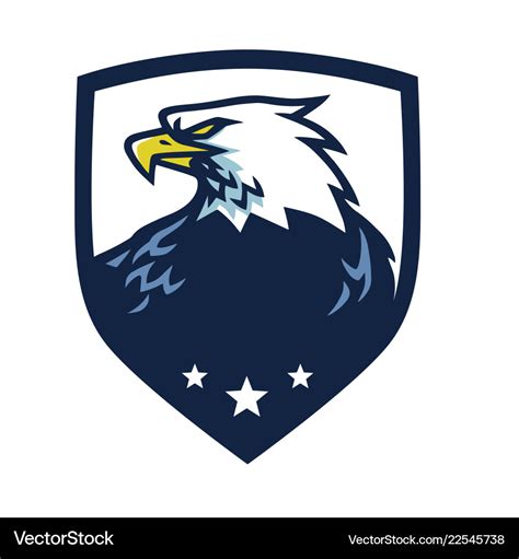 Eagle head mascot with shield emblem Royalty Free Vector