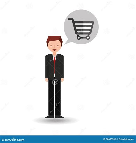 Business Man Cartoon and E-commerce Stock Vector - Illustration of ...