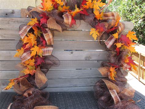 10' Fall Garland Fall Leaf Garland Fall Deco Mesh Garland