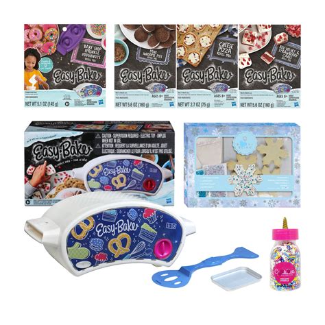 Easy Bake Oven Set with Baking Accessories - 4 Delectable Refill mixes (Red Velvet Strawberry ...