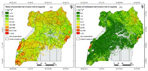 Maps of the soil erosion risk by water in the whole erosion-prone area ...