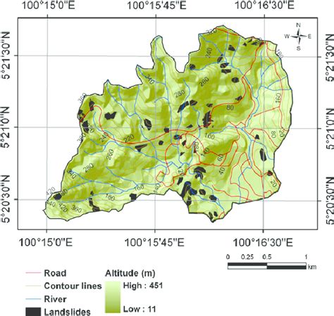 Study area showing the landslide locations. | Download Scientific Diagram