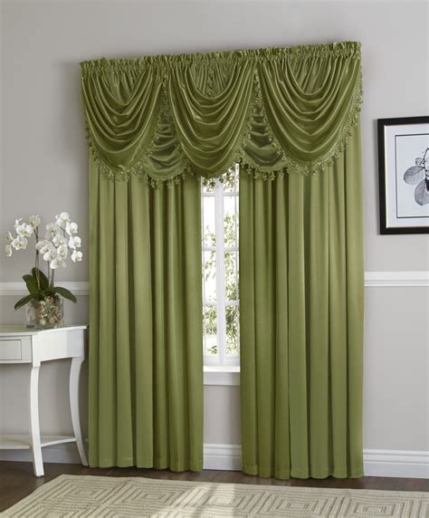 Hyatt Window Curtain & Fringed Valance Complete 9 Piece Window Treatment Set - Sage - Walmart.com