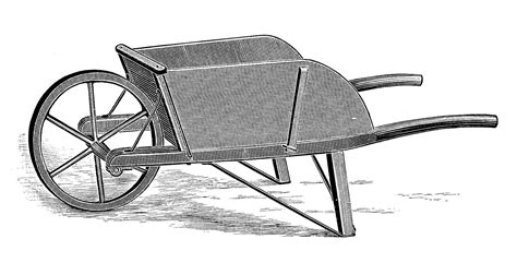 Vintage Clip Art - Old Fashioned Wooden WheelBarrow - The Graphics ...