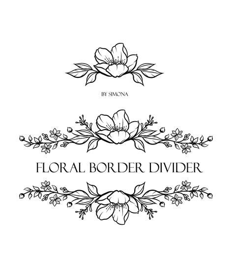 Flowers Floral Border Divider Hand Drawn LOGO Art/clipart/vector/invitation/wedding/svg/png ...