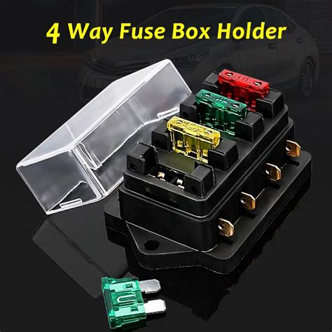 12/24V Fuse Holder Box 4 Way Car Vehicles Circit Automotive Standard Blade Fuse Box Block + Fuse ...