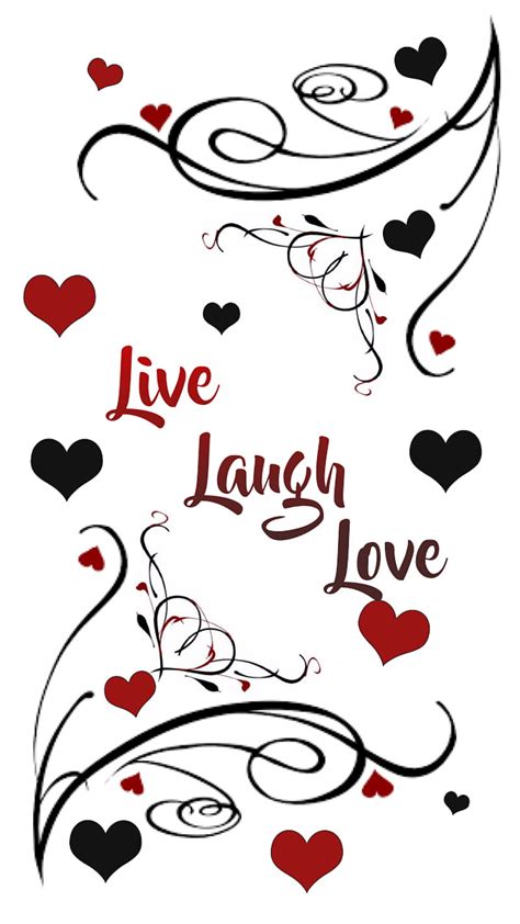 Live Laugh Love, black, heart, red, HD phone wallpaper | Peakpx