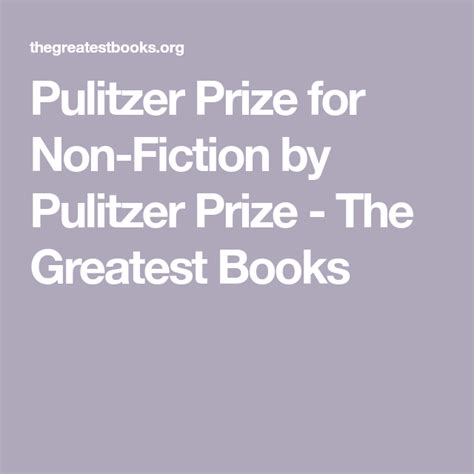 the book title for pullzer prize for non - fiction by pultzer prize ...