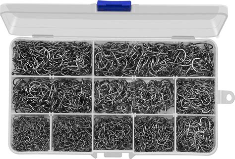 Amazon.com : HETH 2000pcs Fishing Worm Hooks High Carbon Steel Wide Gap ...