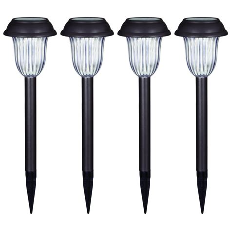 Portfolio 4-Pack 4x Brighter (4.8-Lumen) Charcoal Brown Solar Integrated LED Path Light at Lowes.com