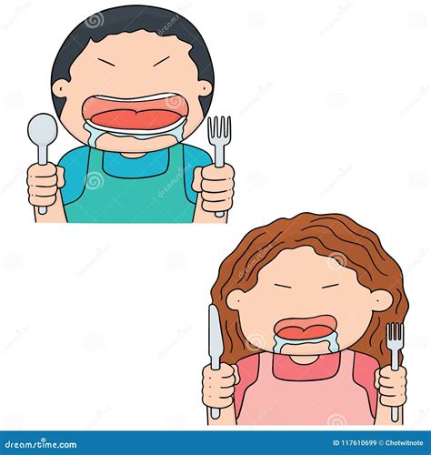 Vector Set of Hungry People Stock Vector - Illustration of graphic, male: 117610699