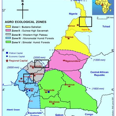 Geo-ecological zones in Cameroon and regions covered. Source: DSDSR... | Download Scientific Diagram