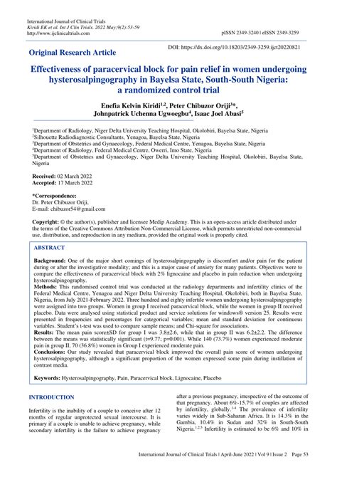 (PDF) Effectiveness of paracervical block for pain relief in women ...