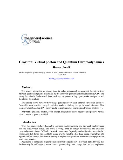 (PDF) Graviton: Virtual photon and Quantum Chromodynamics