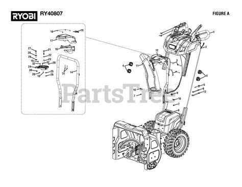 Ryobi RY 40807 (107612001) - Ryobi 40V Brushless Snow Blower, Rev 01 (2022-02) FIGURE A Parts ...