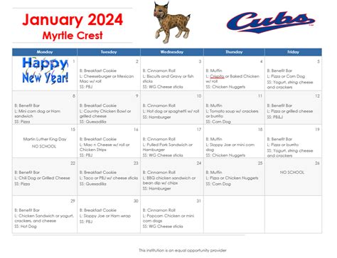 School Lunch Menu | Myrtle Point School District 41