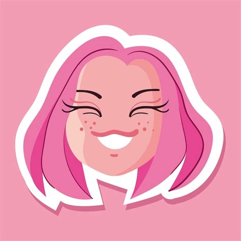 Premium Vector | Anime girl sticker smile cute face avatar manga style character japanese concept