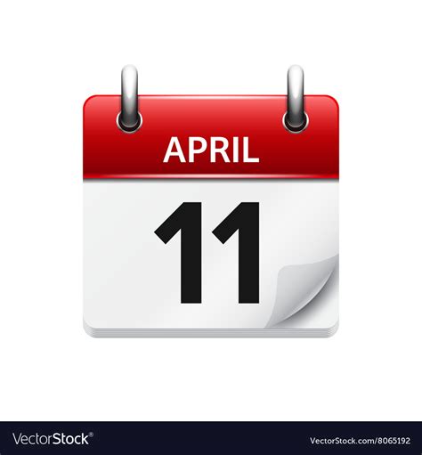 April 11 flat daily calendar icon date Royalty Free Vector