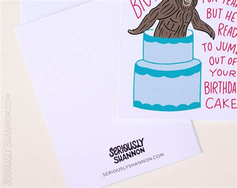 Funny Birthday Card, Bigfoot Greeting Card, Funny Sasquatch Card, Silly Birthday Card, A2 Humor ...