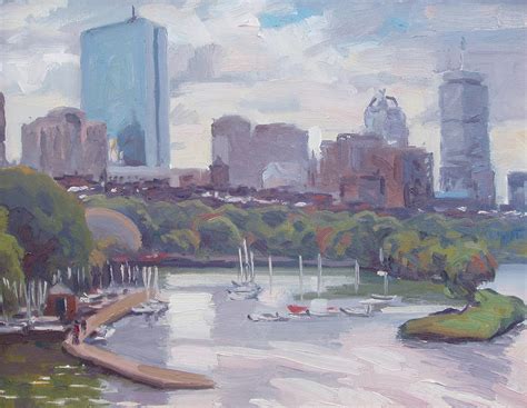 Boston Skyline Painting by Dianne Panarelli Miller - Pixels