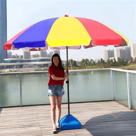 [GOODSHOP] 6ft 160x180CM Outdoor Steel Patio Round Beach Umbrella Striped Patio Umbrella Outdoor ...