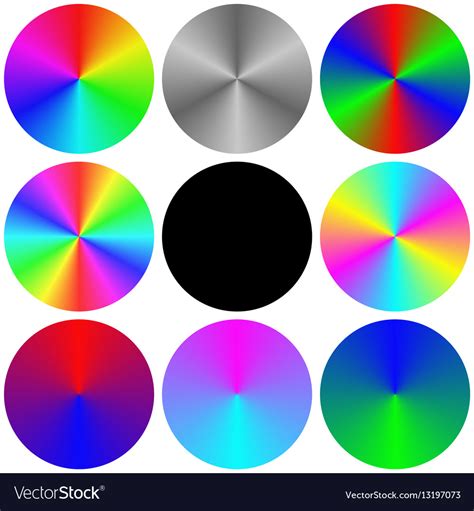 Gradient rainbow circle color palette set Vector Image