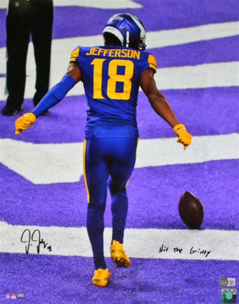 Justin Jefferson Signed Vikings 16x20 Photo Inscribed "Hit The Griddy" (Beckett Hologram ...