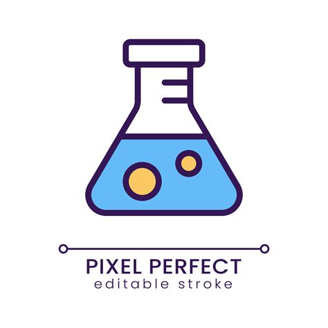 Conical flask pixel perfect RGB color icon. Scientific experiment ...