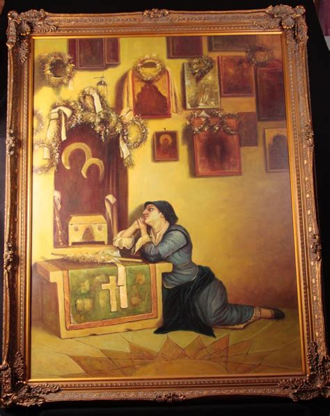 Large Oil Painting of a Praying Woman