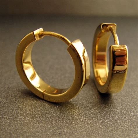 Men's Hoop Earrings Electric Gold Hoop Earrings Gold - Etsy