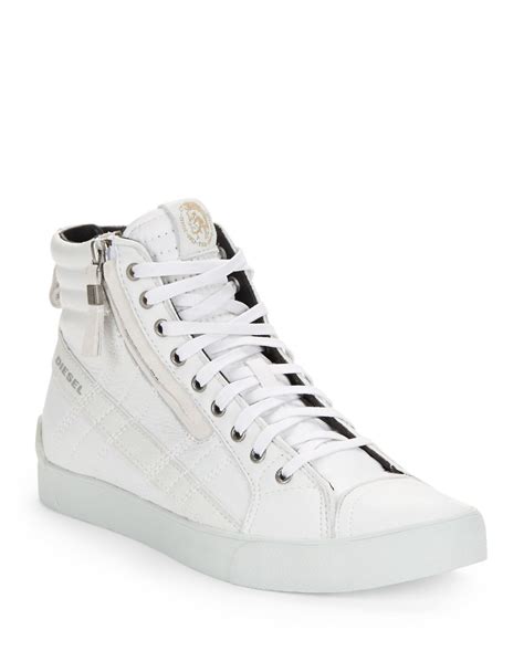 Diesel Leather Lace-up Sneakers in White for Men | Lyst