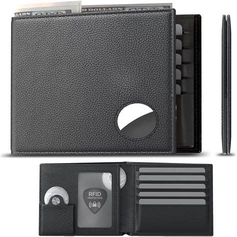 AirTag Wallet Men,Wallet with Airtag Holder Genuine Leathe Bifold ...