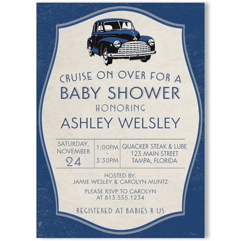 Vintage Car Baby Shower Invitation – The Invite Lady