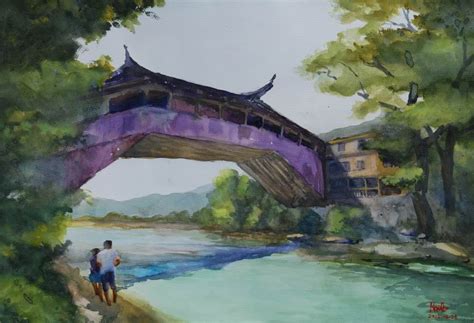 Old bridge in southern China | Old bridge, Painting, Art