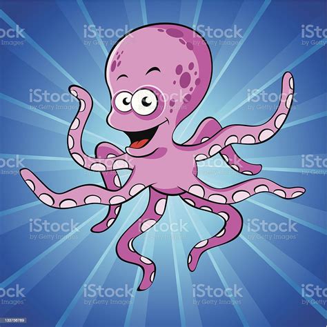 Funny Cartoon Octopus Stock Illustration - Download Image Now - Animal ...