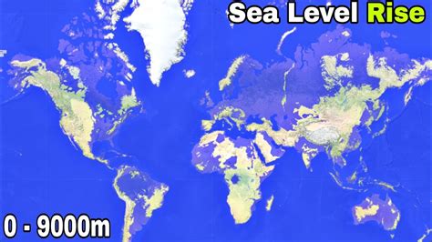 World Flood Map | Sea Level Rise (0 - 9000m) - YouTube