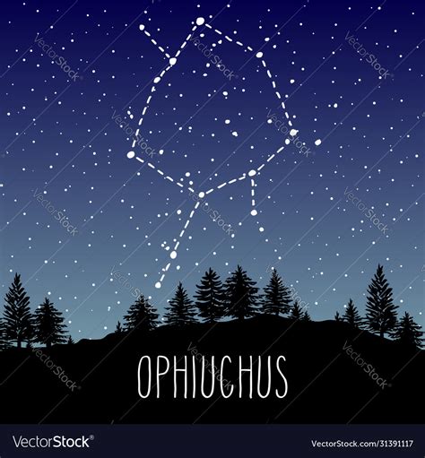 Ophiuchus zodiac sign constellation over Vector Image