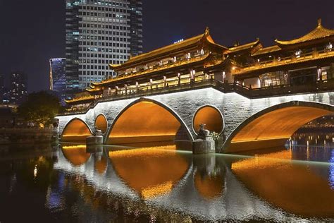 Night view of Anshun Bridge with reflection in Jin River (Photos Framed,...) #19027612