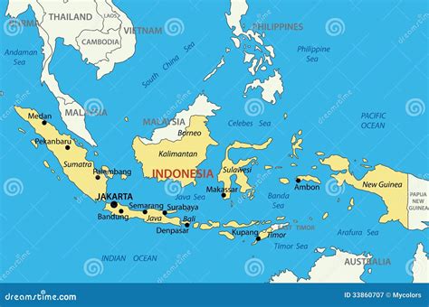 Republic Of Indonesia - Vector Map Royalty Free Stock Photography - Image: 33860707